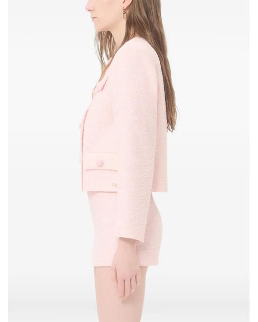 Valentino Garavani Pink Veste En Tweed À Poches À Rabat