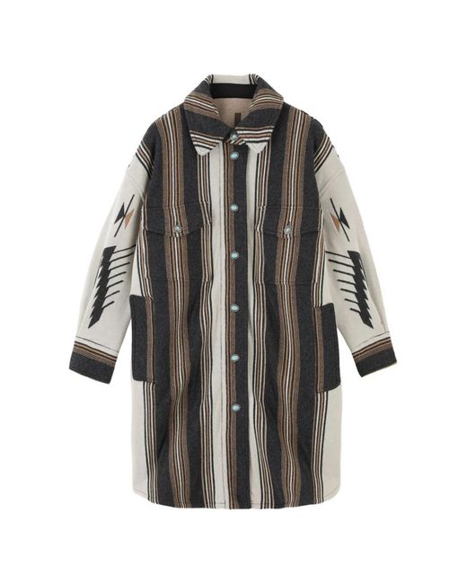 Fortela Gray Leslie Oversized Pattern Coat