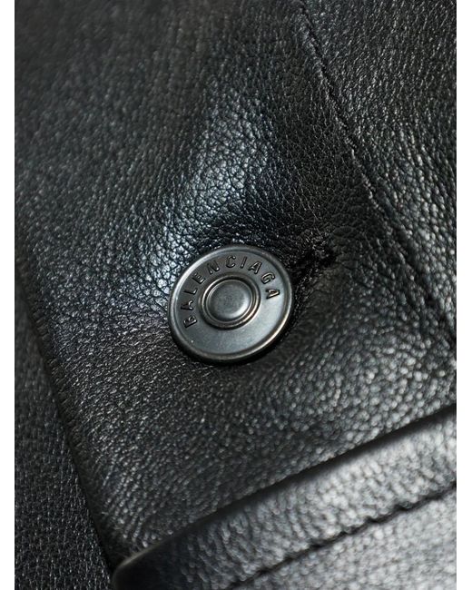 Balenciaga Black Leather Shirt Jacket for men