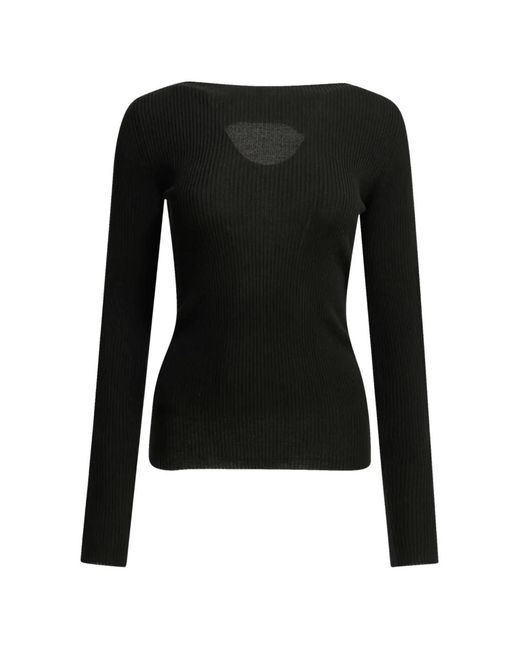 Rick Owens Black Ribbed-Knit Sweater
