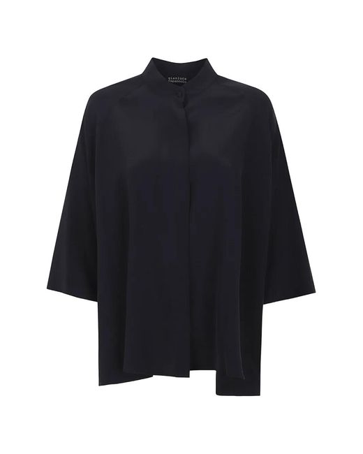 Gianluca Capannolo Blue Blouse À Col Boutonné