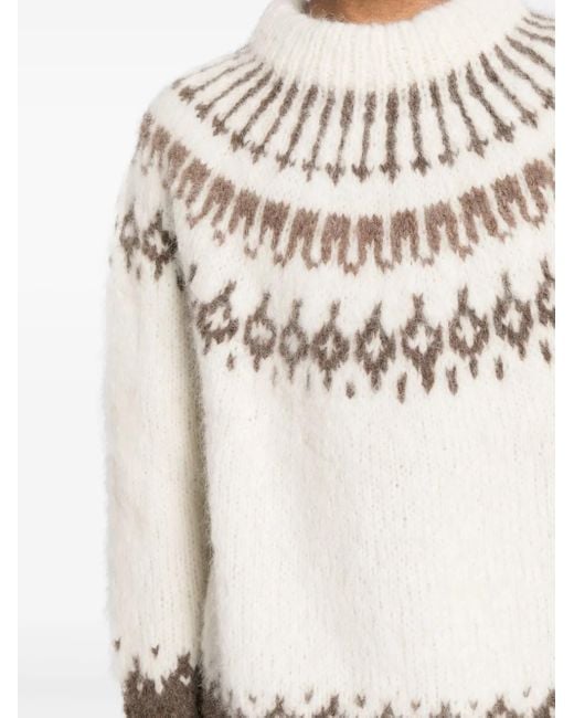 Bode Natural Patterned Intarsia-Knit Jumper for men