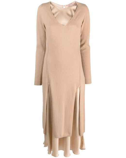 Twinset Natural Long-Sleeve Layered Jumper Dress