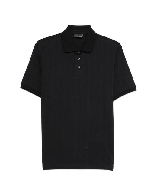 Emporio Armani Black Logo Cotton Polo Shirt for men