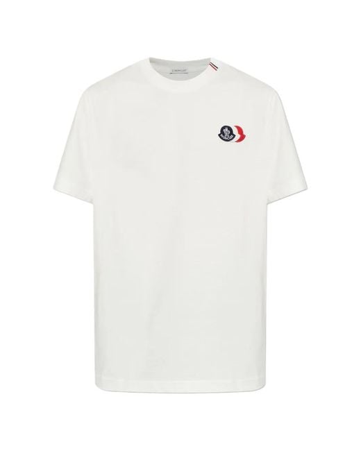Moncler White Logo-Patch Short-Sleeve T-Shirt for men