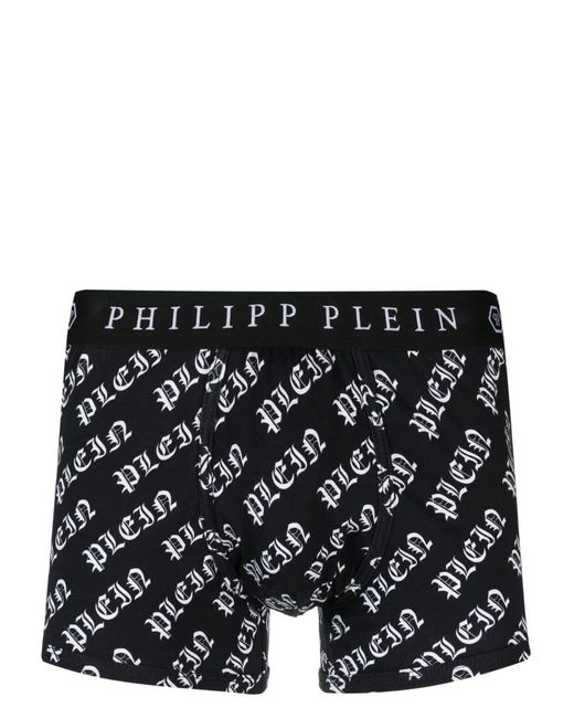 Philipp Plein Black Logo-Print Boxer Briefs for men