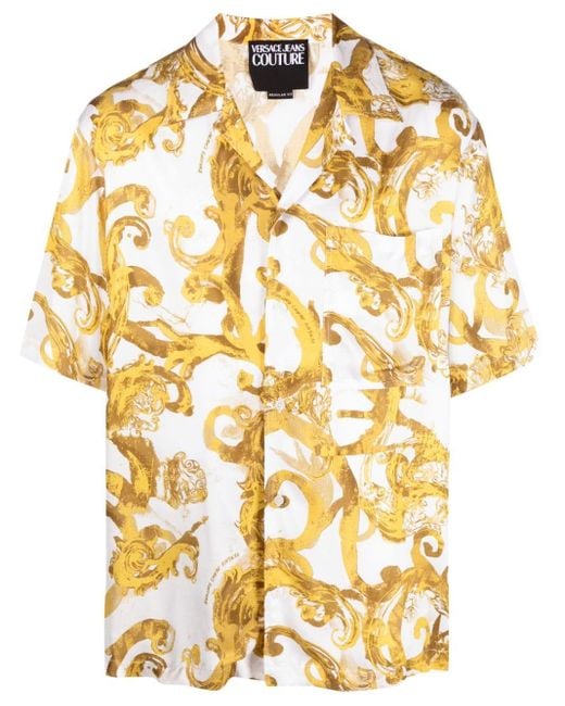 Camisa con estampado Barocco Versace de hombre de color Metallic