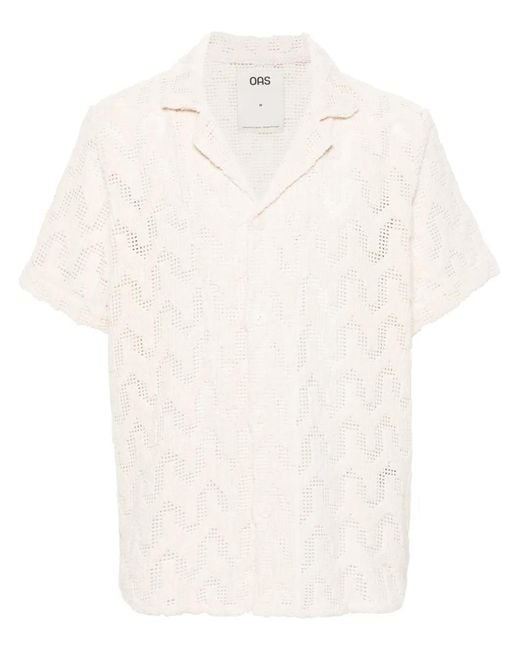 Oas White Atlas Cuba Crochet Shirt for men