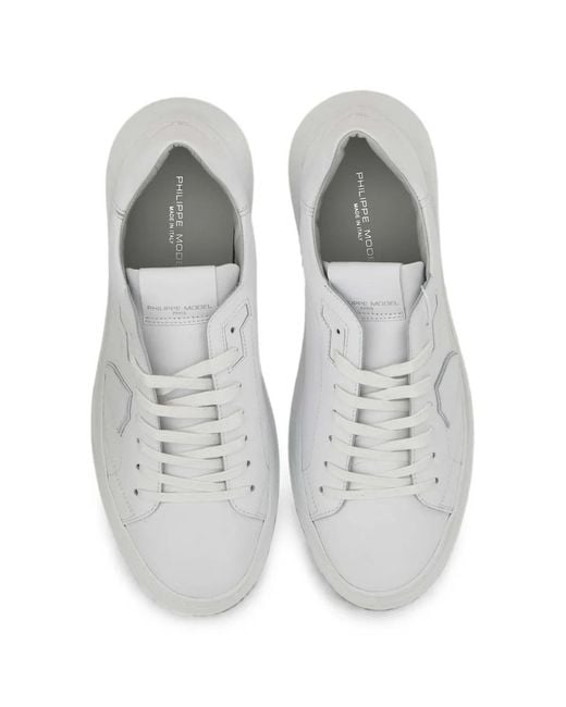 Philippe Model White Temple Low Leather Sneakers for men