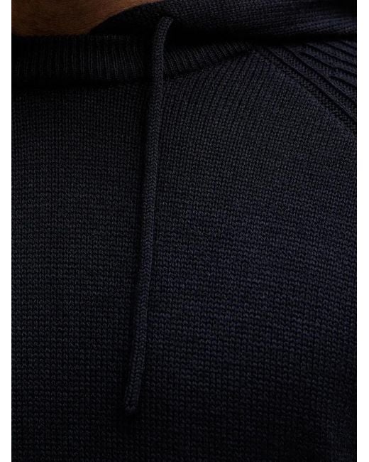 ARMANI EXCHANGE Blue Ribbed Hoodie for men