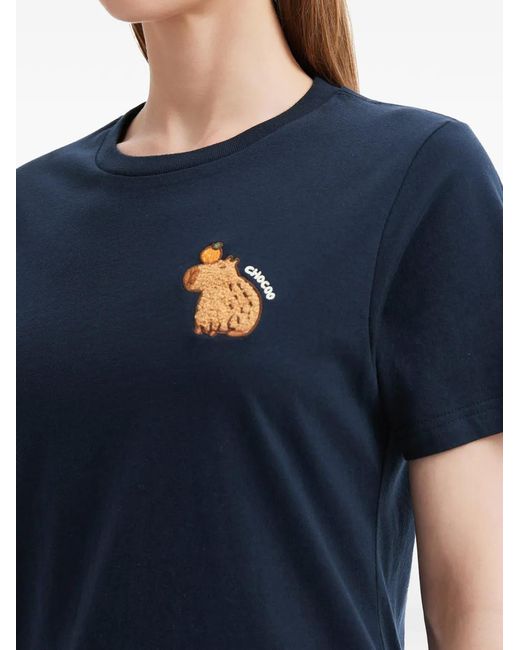 Chocoolate Blue T-Shirt En Coton À Broderies
