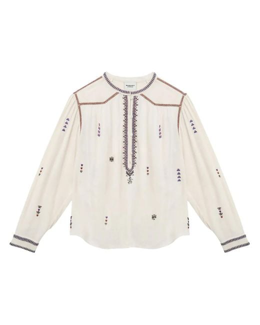 Isabel Marant Natural Pelson Embroidered Blouse