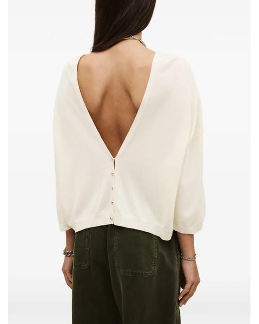 Ba&sh Natural Open-Back Buttoned Sweater
