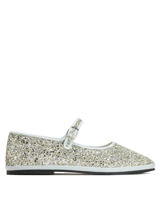 Capulet White Glitter-Embellishment Ballet Flats