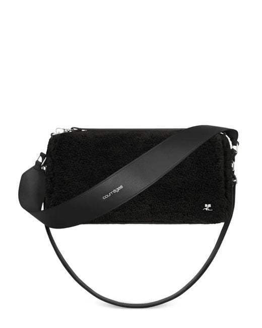 Courreges Black Medium Three Sixty Curly-Wool Shoulder Bag
