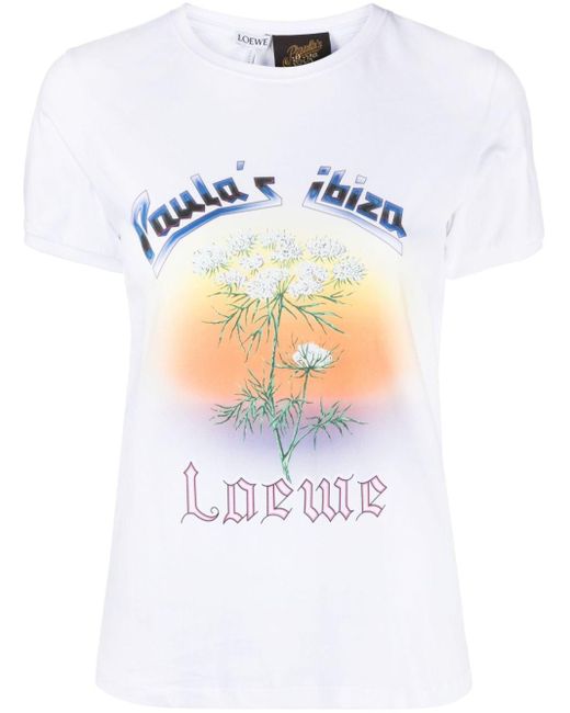 Loewe White T-Shirt mit grafischem Print