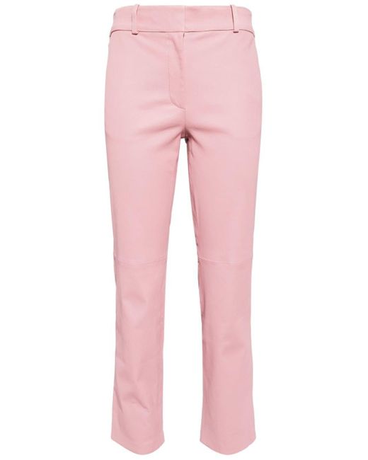 Arma Pink Leather Cropped Trousers