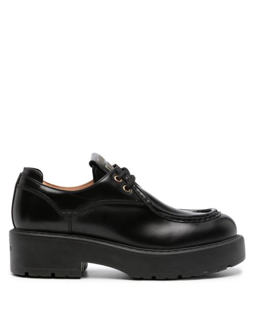 Miu Miu Chunkysole Laceup Shoes in Black Lyst