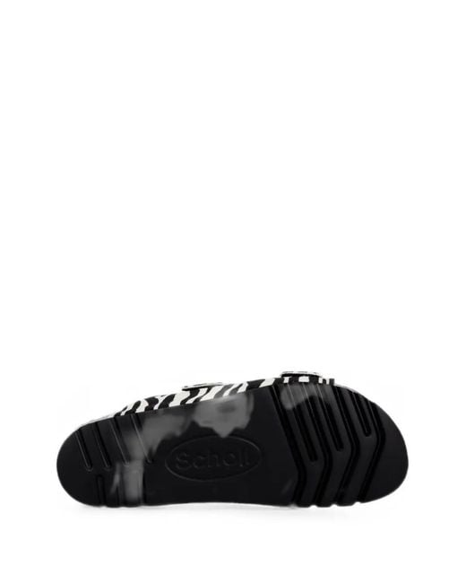 Scholl Black Noelle Zebra-Print Buckled Slides