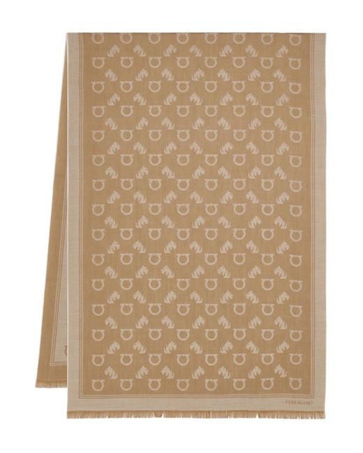 Ferragamo Natural Logo-Patterned Scarf for men