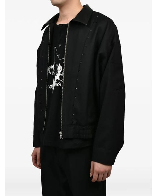 CEDARWOOD Black Studded Wool Jacket for men