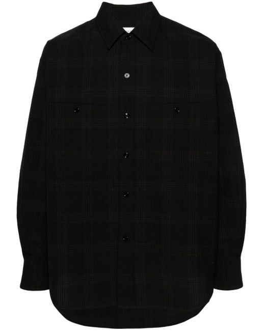 Lemaire Black Check-pattern Seersucker Shirt for men