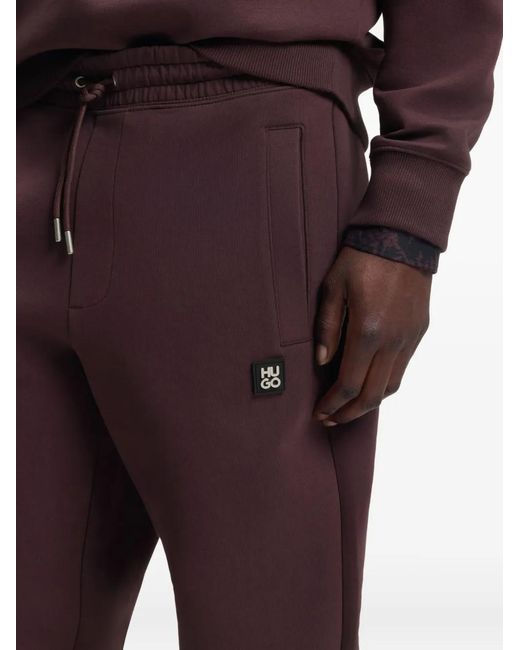 HUGO Purple Drawstring Logo-Detail Track Pants for men