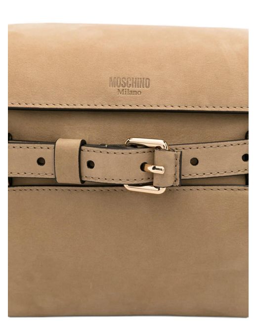 Moschino Natural Buckled Shoulder Bag