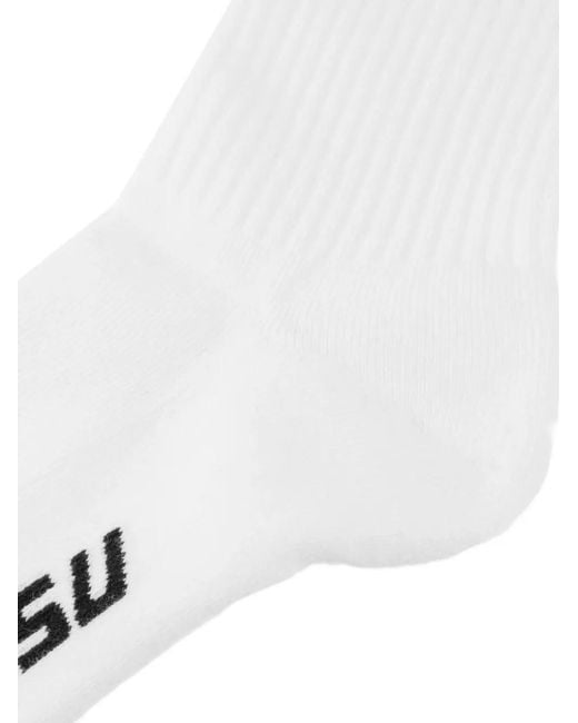 Evisu White Seagull Logo-Embroidered Socks