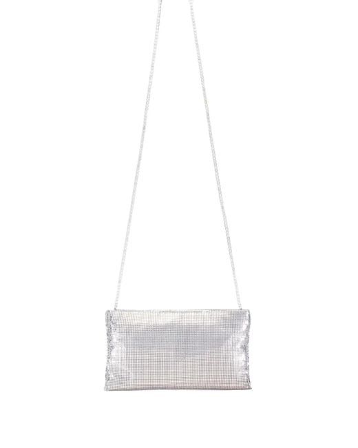 Benedetta Bruzziches White Metallic Chain Clutch Bag