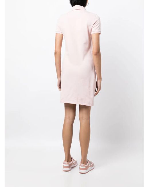 Lacoste Pink Logo-Patch Polo Dress