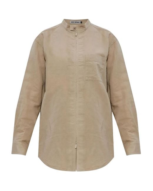 Issey Miyake Button-Up Blouse in het Natural