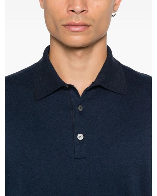 Zegna Langärmeliges Poloshirt in Blue für Herren