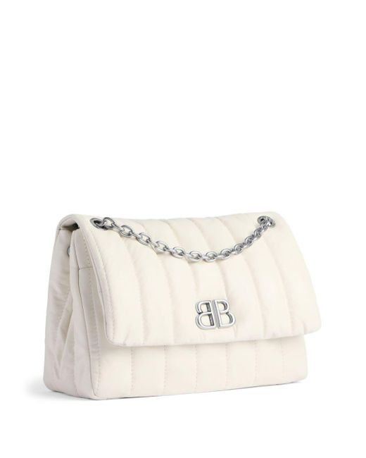 Balenciaga White Mini Monaco Quilted Shoulder Bag