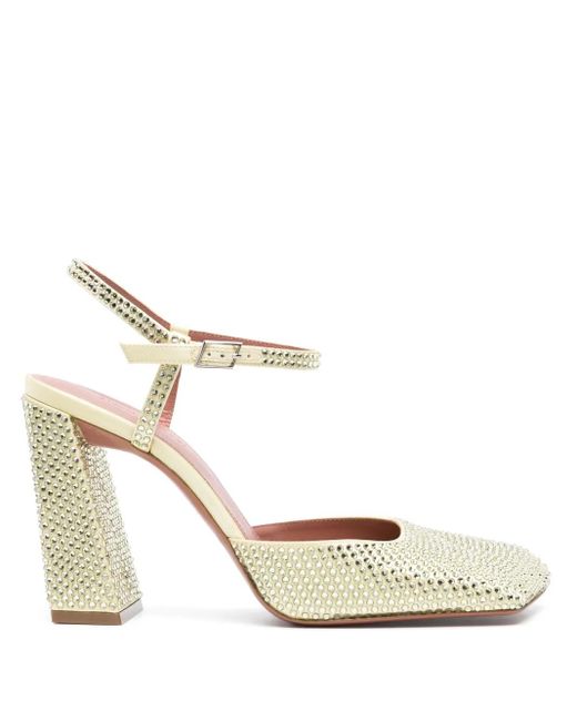 AMINA MUADDI White Charlotte 95Mm Crystal-Embellished Pumps