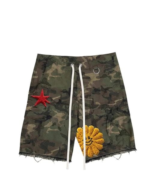 ALL HUMAN White Yayo Patchwork Cargo Shorts for men