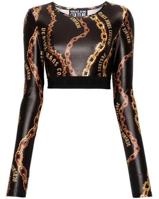Versace Jeans Couture Black Chain Couture Crop Top