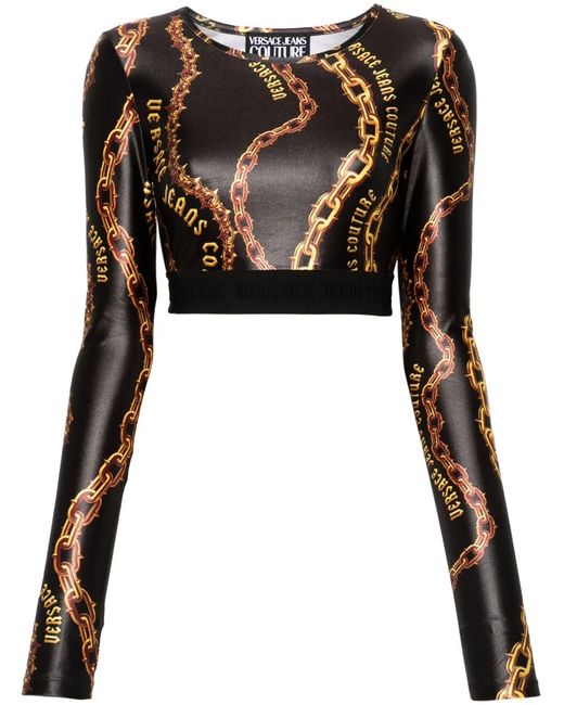 Versace Jeans Couture Black Chain Couture Crop Top