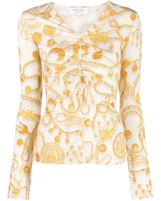 MARINE SERRE Metallic Printed Viscose Blouse