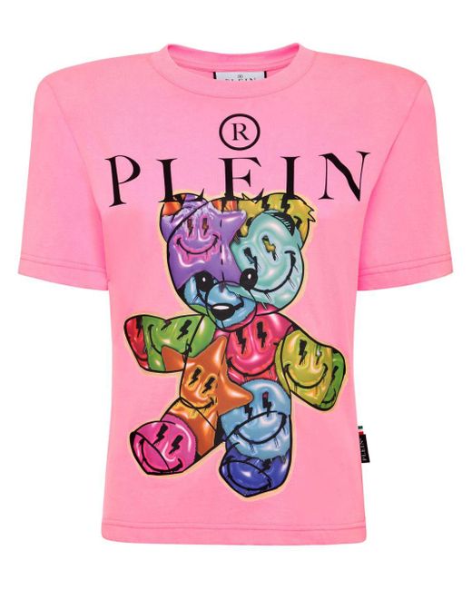T-shirt Sexy Pure Smile girocollo di Philipp Plein in Pink
