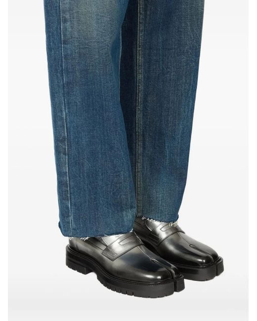 Maison Margiela Gray Tabi Leather Loafers for men