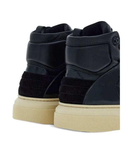 Ferragamo Blue Logo-Debossed Hi-Top Sneakers for men