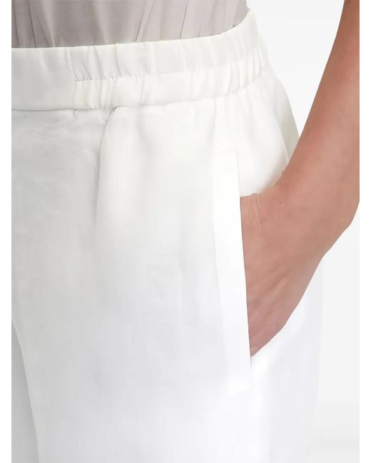 Marc O' Polo White Elasticated-Waistband Wide-Leg Trousers