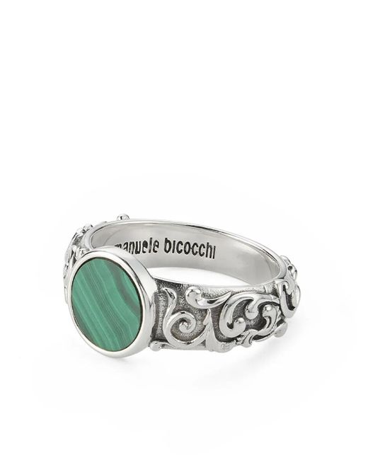 Emanuele Bicocchi White Arabesque Malachite Ring