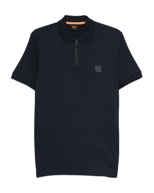 Polo À Col Zippé Boss pour homme en coloris Black