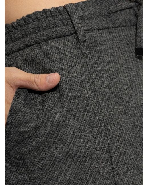 Etro Black Drawstring-Waist Pressed-Crease Trousers for men