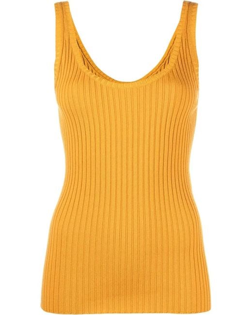 Chloé Yellow Rib Knit Tank Top