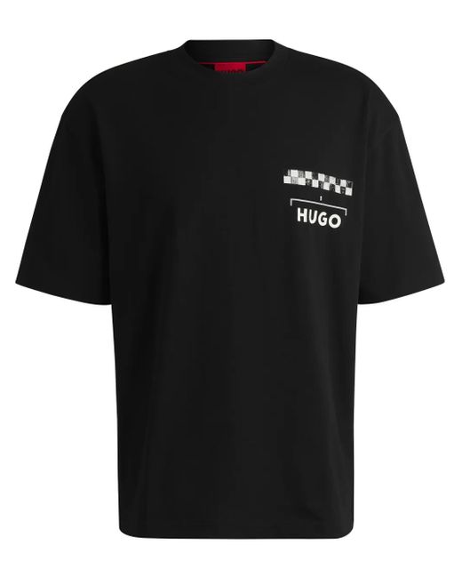 メンズ HUGO ロゴ Tシャツ Black