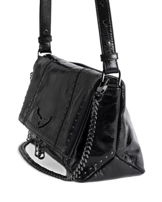 Zadig & Voltaire Black Rocky Ii Studs Leather Shoulder Bag