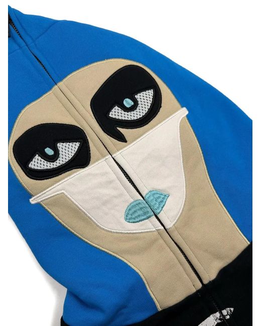 Haculla Blue Graphic-Print Zip-Up Hoodie for men